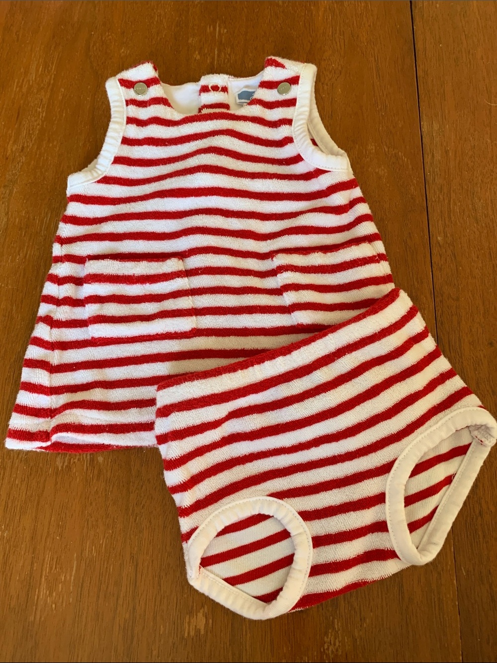 🫐3/$30 Jacadi Red & White Striped Terry Matchint Set size 1m